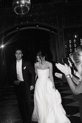 Elegant A Line Strapless Long Wedding Dress with Split Front