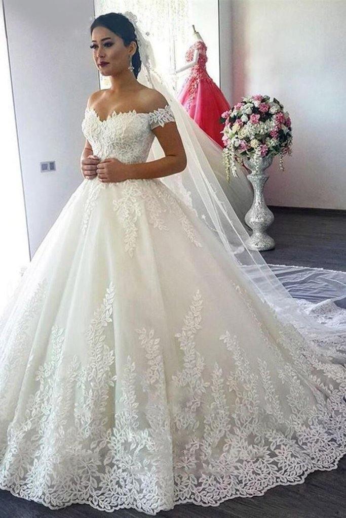 Elegant Half Sleeves Ball Gown Lace Layer Wedding Dress TN175