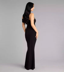 Elegant and exquisite side hollowed out floor hugging overall silhouette of mermaid and Prom Dresses