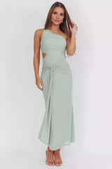 Elegant single shoulder waist hollow out single shoulder design, waist hollow out design, side zipper Prom Dresses