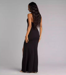Elegant strapless heart-shaped neckline zipper closure tight corset with high slit mermaid silhouette Prom Dresses