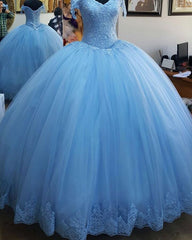 Elegeant Tulle Quinceanera Dresses Lace Appliques Off Shoulder