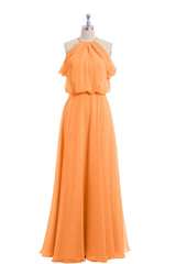 Halter Off the Shoulder Dress with blouson bodice Orange