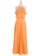 Halter Off the Shoulder Dress with blouson bodice Orange