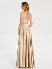 Modest Split Velvet Prom Dresses