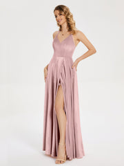 Modest Split Velvet Prom Dresses
