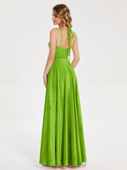Modest Split Velvet Prom Dresses