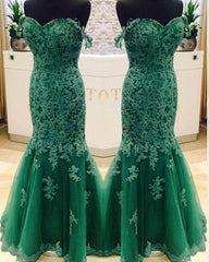 Elegant Green Lace Mermaid Evening Dresses
