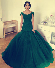 Elegant Mermaid Prom Dresses Lace Off Shoulder