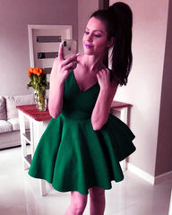 Simple Satin V Neck Homecoming Dresses
