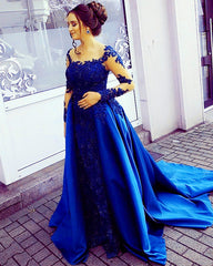 Mermaid Evening Dress Long Sleeves Sheer Neck Prom Gowns