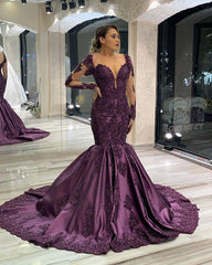 Illusion Neckline Evening Dress Mermaid Lace Long Sleeves