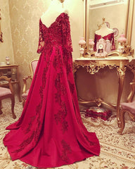Mermaid V Neck Lace Sleeved Evening Dress Off The Shoulder
