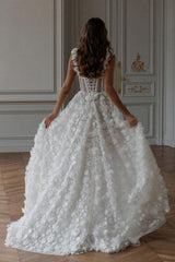 Weitese Formal Wear Dresses 3D Flower Lace-up Back Side High Split Evening Dress Wedding Dress Prom Dress Shops