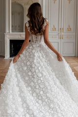 Weitese Formal Wear Dresses 3D Flower Lace-up Back Side High Split Evening Dress Wedding Dress Prom Dress Shops