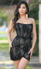 Everly Strapless Ivory Lace Graduation Party Dress