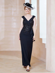 V-neck Sleeveless Floor-length Dress Black