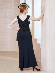 V-neck Sleeveless Floor-length Dress Black
