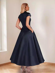 Eye catching A-line/princess V-neck short sleeved floral decoration Mother of the Bride Dresses