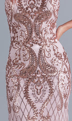 Pink PromGirl Dress With Sequin Pattern F2236