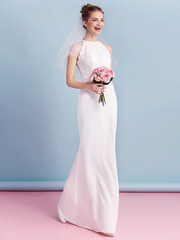 Wedding Dresses Jewel Neck Floor Length Chiffon Lace Regular Straps Floral Lace with Lace Sash  Ribbon