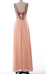 Straps Sequin Chiffon Long Bridesmaid Dress