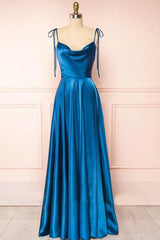 Simple Tie Shoulder A-Line Long Bridesmaid Dress