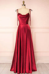 Simple Tie Shoulder A-Line Long Bridesmaid Dress