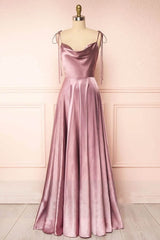 Simple Tie Shoulder A-Line Long Bridesmaid Dress
