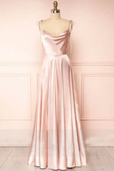 Simple Tie Shoulder A-Line Long Bridesmaid Dress