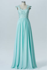 Backless Mine Blue Bridesmaid Dress with Lace Top