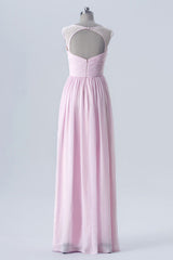 Cutout Back Long Brown Chiffon Bridesmaid Dress