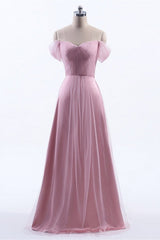 Off the Shoulder Dusty Rose Tulle Bridesmaid Dress
