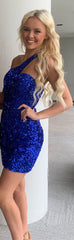 Sheath Asymmetrical One Shoulder Sequins Maxi Cocktail Dress