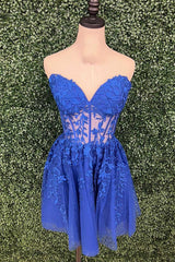 Sweetheart Red Lace Corset A-Line Homecoming Dress