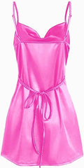 Simple Cowl Neck Champagne Satin Homecoming Dress