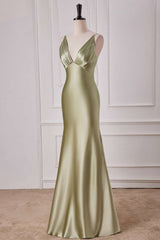 Straps Sage Empire Waist Pleated Satin Maxi Dress
