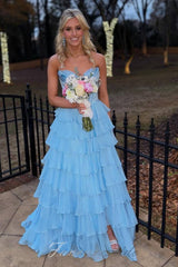 Dark Navy Strapless Pleated Prom Dress with Ruffle