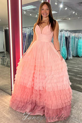 Straps Lavender Ruffle Multi-Layered A-Line Prom Dress