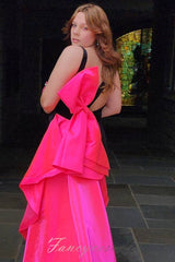V-Neck Velvet Mermaid Slit Prom Dress with Bow Train