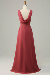 V Neck Sleeveless Chiffon Long Bridesmaid Dress