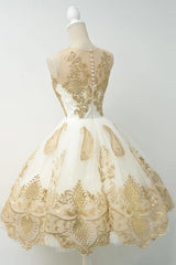 Fabulous White Homecoming Dress  Jewel Knee-Length Lace Appliques TR0099