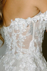 A Line Off the Shoulder Appliques Long Wedding Dresses Bridal Gown TN384