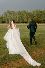 A Line Off the Shoulder Appliques Long Wedding Dresses Bridal Gown TN384