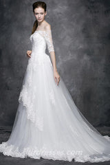 Fashion A-Line Half Sleeveless  Wedding Dress  With Lace Appliques TN0110