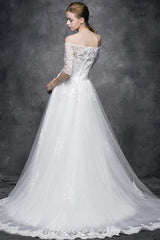 Fashion A-Line Half Sleeveless  Wedding Dress  With Lace Appliques TN0110