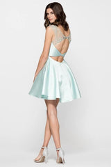 Fashion Satin Knee Length Homecoming Dress Short Prom Dress TR0207