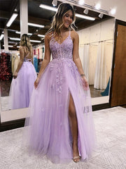 Floor Length Violet Purple Corset Lace Prom Dresses 2024 A Line Graduation Dress