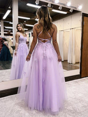 Floor Length Violet Purple Corset Lace Prom Dresses 2024 A Line Graduation Dress