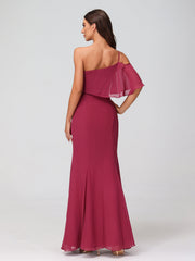 One Shoulder Mermaid Dresses with Slit Mulberry